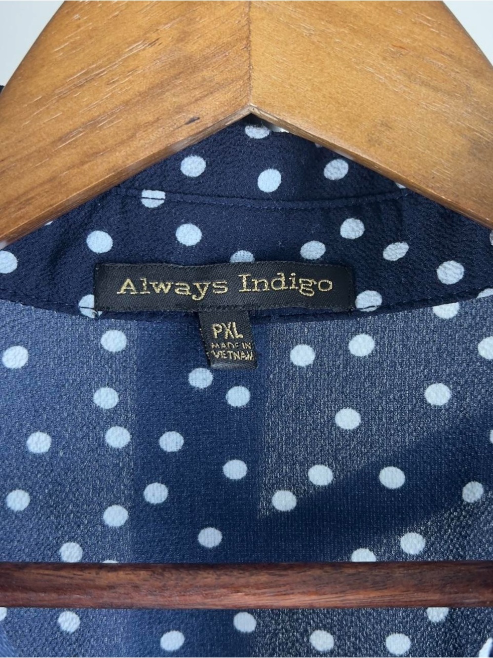 Always Indigo Navy Blue Polka Dot Sleeveless Shirtdress - Picture 4 of 8
